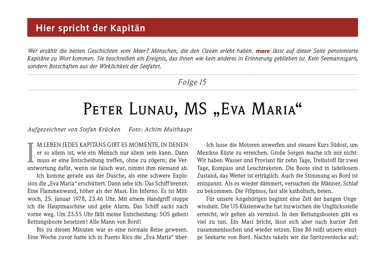 Peter Lunau, MS „Eva Maria“