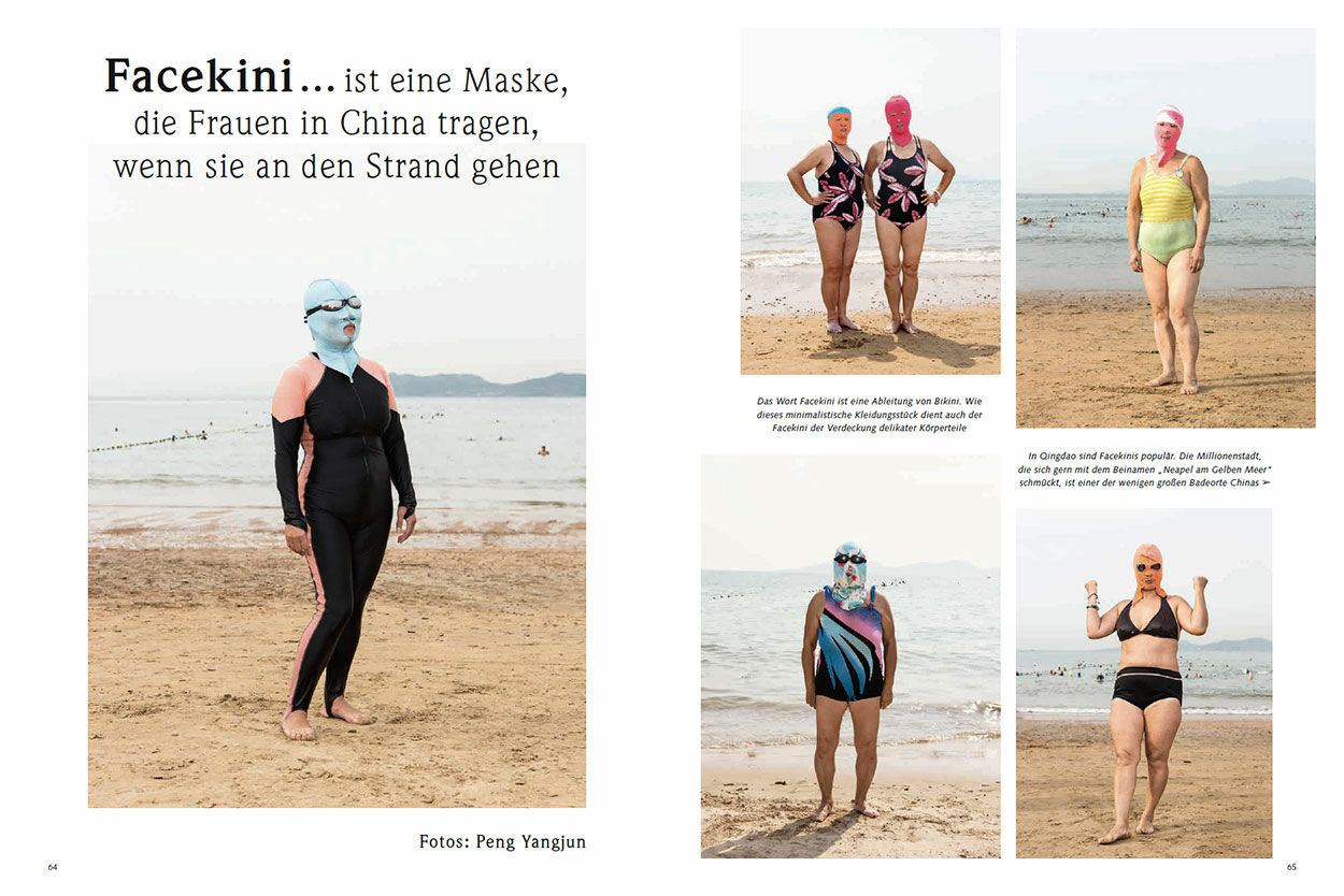 Facekini … ist eine Maske, die Frauen tragen, wenn sie an den Strand gehen
