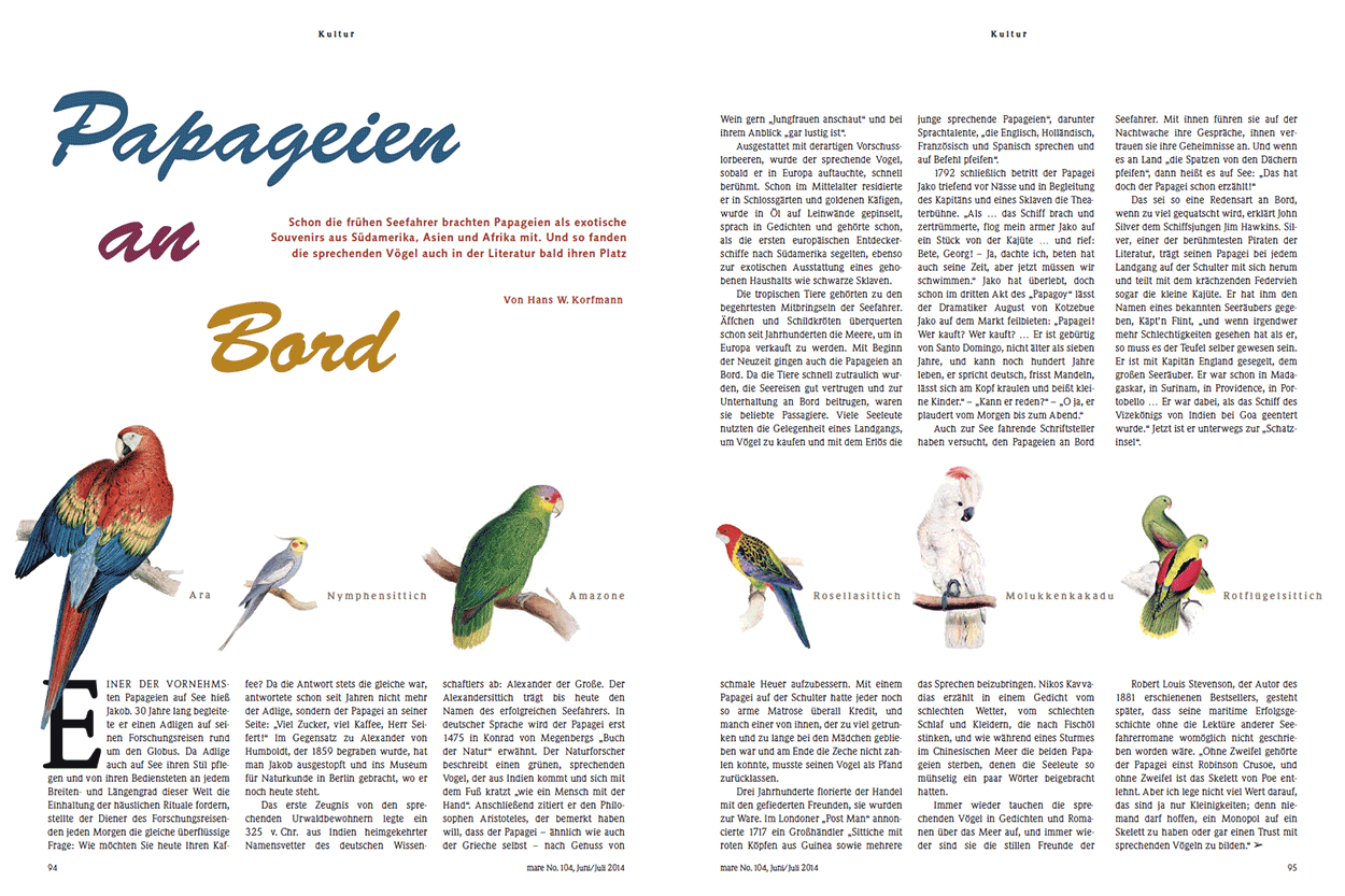 Papageien an Bord