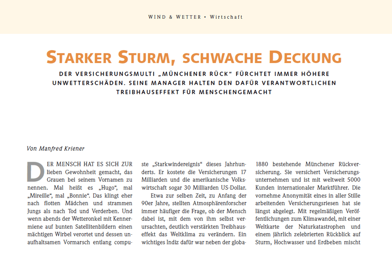 Starker Sturm, schwache Deckung