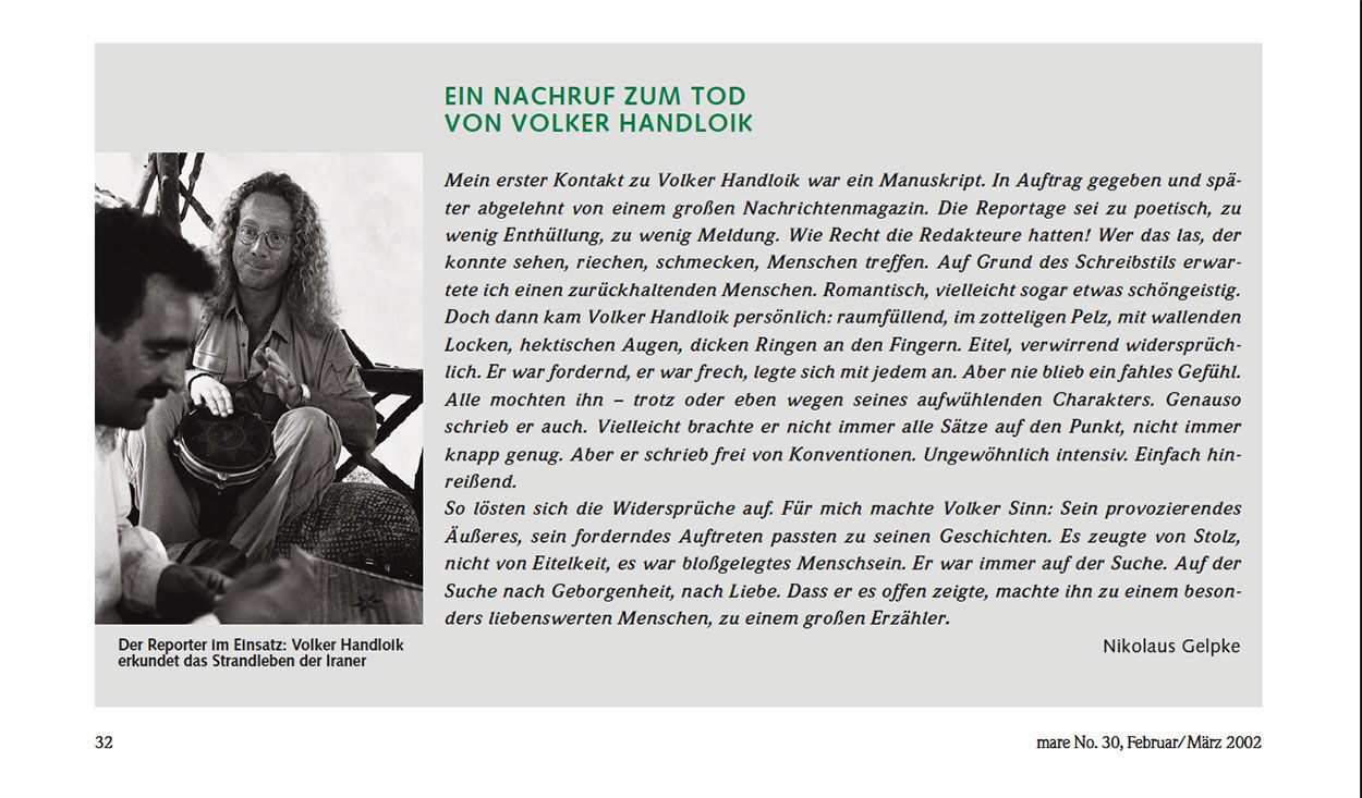 Ein Nachruf zum Tod von Volker Handloik