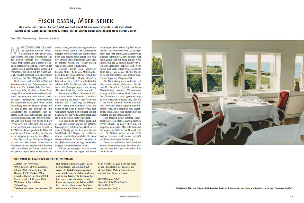 Fisch essen, Meer sehen