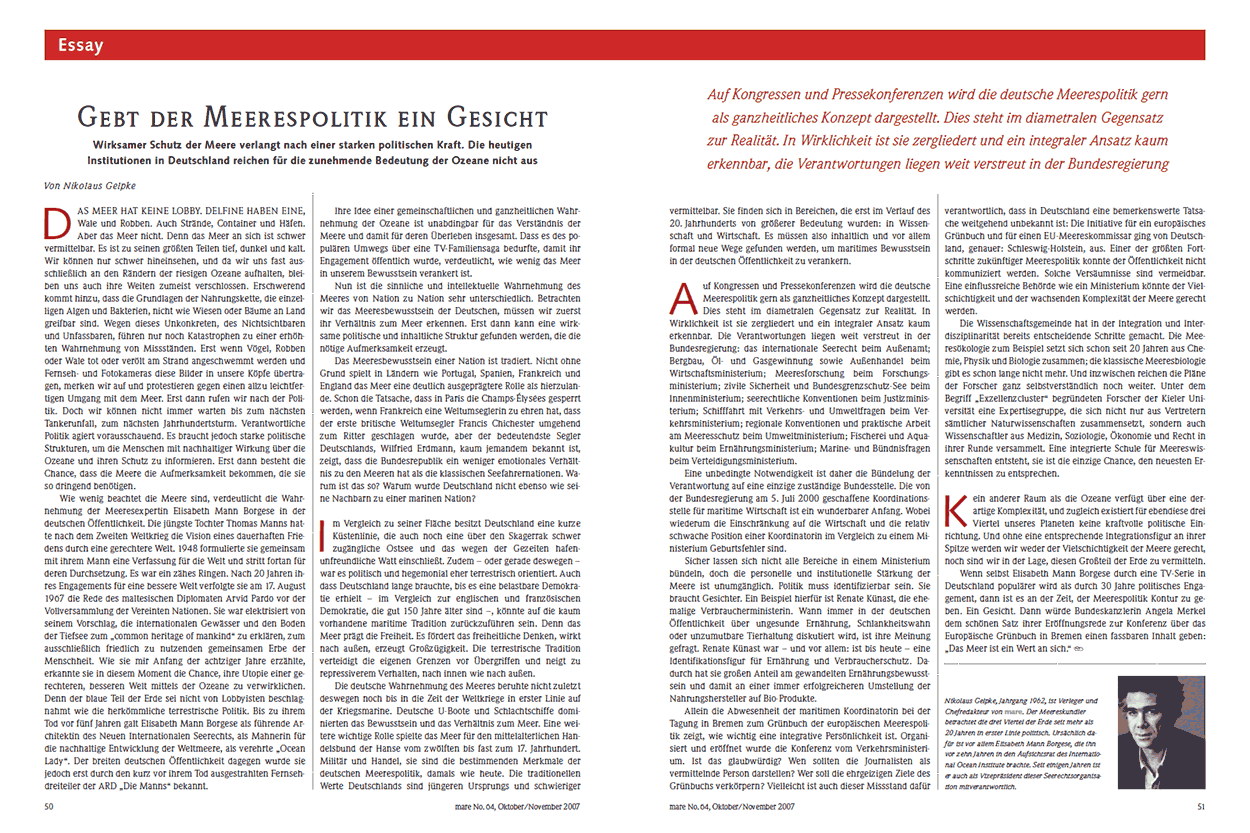 Gebt der Meerespolitik ein Gesicht