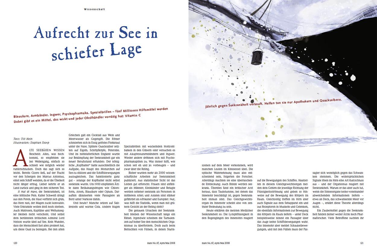 Aufrecht zur See in schiefer Lage