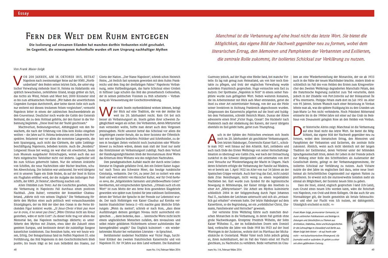 Fern der Welt dem Ruhm entgegen